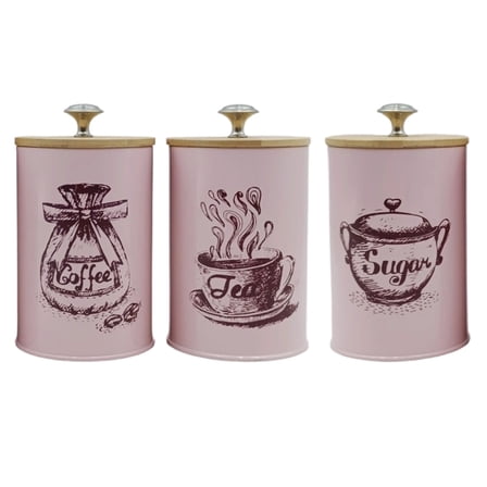 3 Pieces Practical Kitchen Canisters Set for Coffee Sugar Storage Vintage Farmhouses Styles with Airtights Lids