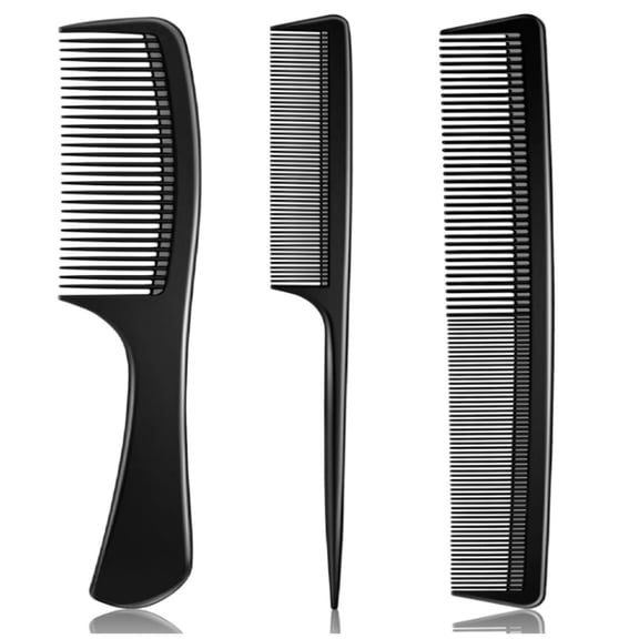 3 Pieces Professional Teasing Comb, Premium Black Carbon Fiber Hair Comb Set for Cutting and Styling, Fine and Wide Tooth Hair Barber Combs for Women and Man