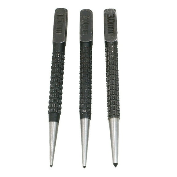 3 Pieces Professional-level Non-slip Center Punch Set Cylindrical Center Punch for Carpenters and Machinists