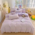 thumbnail image 1 of 3 Pieces Purple Plaid Bedding Set Purple Grid Geometric Pattern Comforter Cover Soft Plaid Microfiber Queen Duver Cover Set, 1 of 5