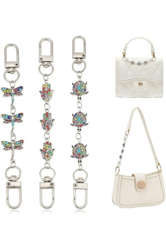 3 Pieces Purse Strap Extender 5.9 Inch Shoulder Strap Extender Handbag Chain Lengthen Retro Women Bag Charms Bag Decoration Short Chain Platinum Pattern 1 DIY