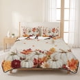 thumbnail image 1 of 3 Pieces Queen Quilt Set,Fall Thanksgiving Pumpkin Soft Bedding Sets with 1 Quilt & 2 Pillow Shams,Maple Leaves Autumn Harvest Summer Bedspread Lightweight Coverlet Comforter for All Season, 1 of 9