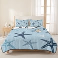 thumbnail image 1 of 3 Pieces Queen Quilt Set,Light Blue Starfish Coastal Soft Bedding Sets with 1 Quilt & 2 Pillow Shams,Summer Beach Starfishs Summer Bedspread Lightweight Coverlet Comforter for All Season, 1 of 1