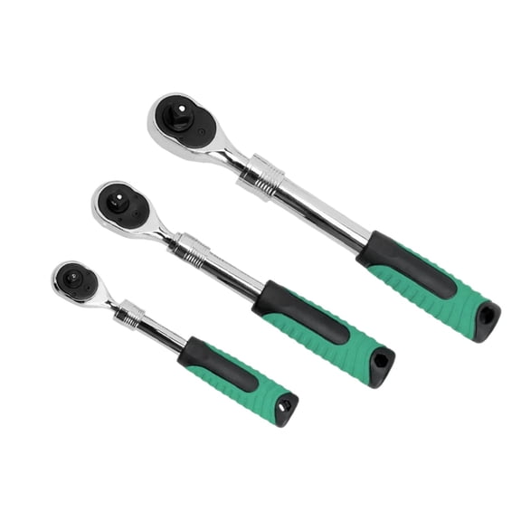 3 Pieces Ratchet Wrench 72 Teeth Retractable Long Handle Quick Release Steel for Metal Wood Workers Garage