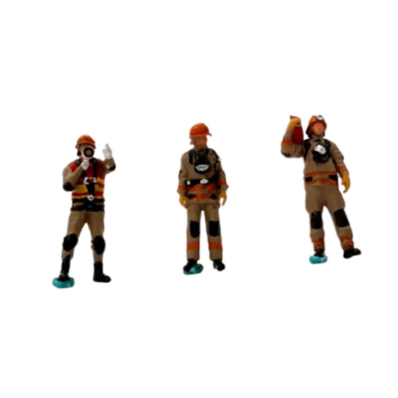 3 Pieces Realistic Firefighter Figures Diorama Props ABS Material for Collectors Hobbyists and Kids Scene Displays