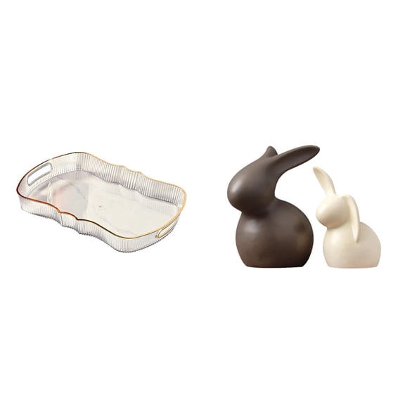 3 Pieces Rectangle Serving Tray Kitchen Fruit Dessert Tray Multifunction PP Material Family Cafe Easter Display