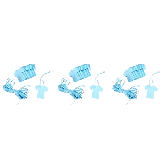 3 Pieces Rectangular Paper Tag Tags Wedding Favors Baby Gift Boy Blue
