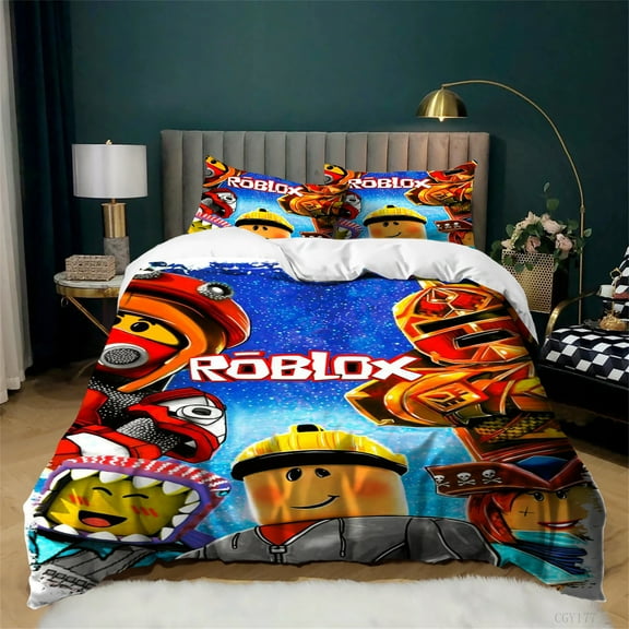 3 Pieces Roblox Duvet Cover Bedding Set Full Size Soft Breathable Quilt Cover Lightweight Bedding Set Bedroom Decor