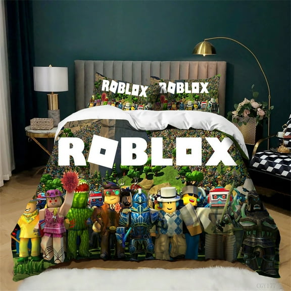 3 Pieces Roblox Duvet Cover Set Super Soft Cozy Bedding Set Twin Size Lightweight Comforter Cover with Zipper Closure