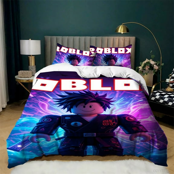3 Pieces Roblox Duvet Cover Set Ultra Soft Comfortable Bedding Set Lightweight Quilt Cover with 2 Pillow Shams