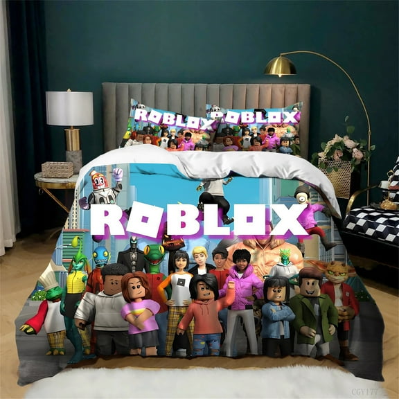 3 Pieces Roblox Duvet Cover Set Ultra Soft Comfortable Bedding Set Lightweight Quilt Cover with 2 Pillow Shams
