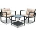 3 Pieces Rocking Bistro Set Outdoor Patio Rocking Chairs with Coffee
