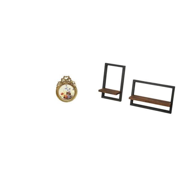 3 Pieces Round Picture Frame Ornate Wall Storage Shelf Wooden Floating Shelf Unique Resin Design for Home Studio Office