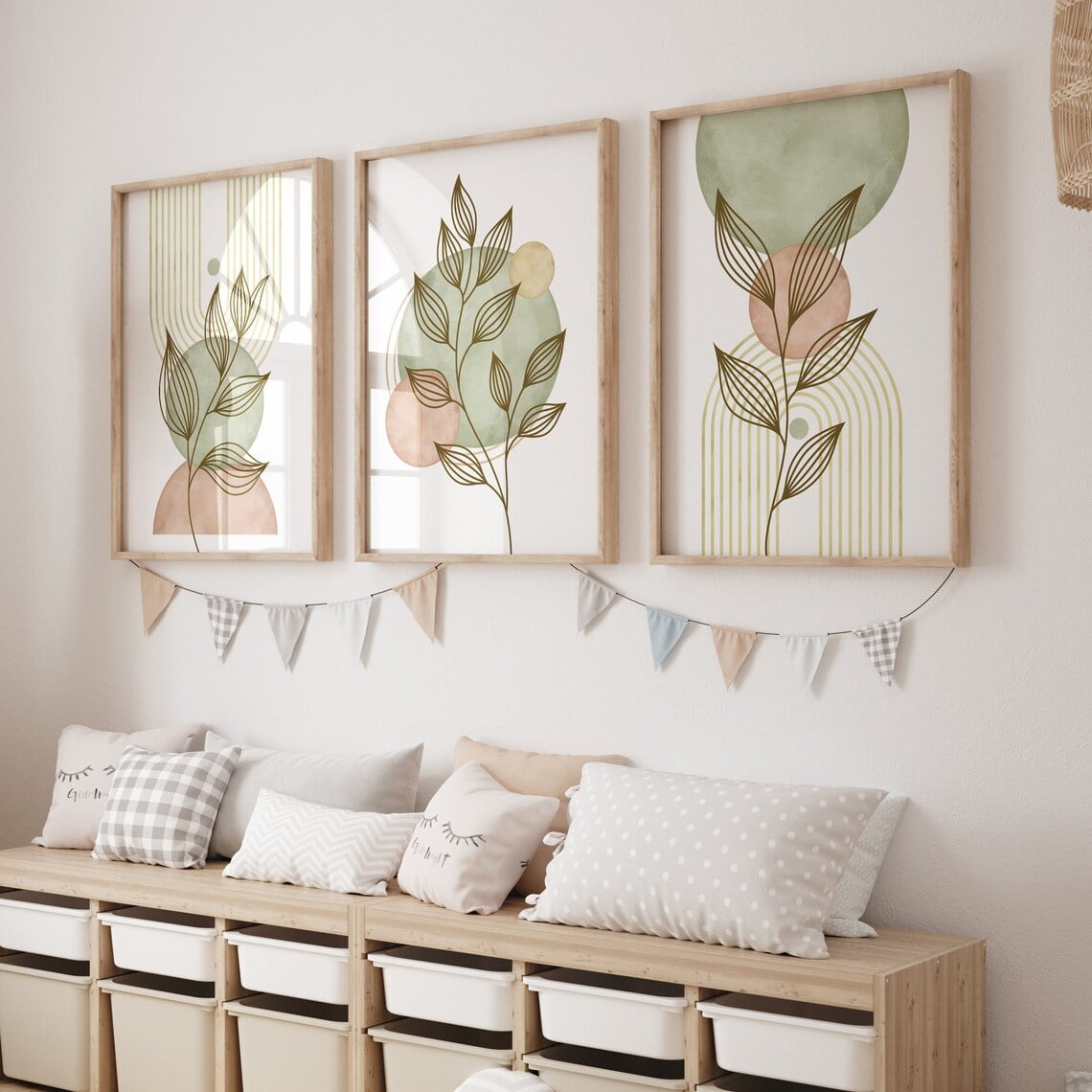 3 Pieces Sage Green Botanical Wall Art Canvas Prints Olive Green and ...