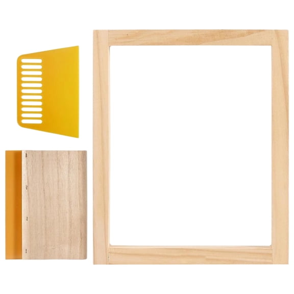 3 Pieces Screen Printing Starter Kit Include Silk Screen Printing Frame, Screen Printing Squeegees, for T-Shirts Handbags DIY Printing