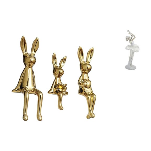 3 Pieces Sculpture Figurine Statue Creative Ceramic Resin Material for Living Room Office Desk Decor