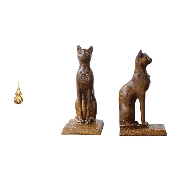3 Pieces Sea Turtle Sculpture Brass Gourd Statue Cat Bookend Vintage Resin Spring Festival Office Home Decor