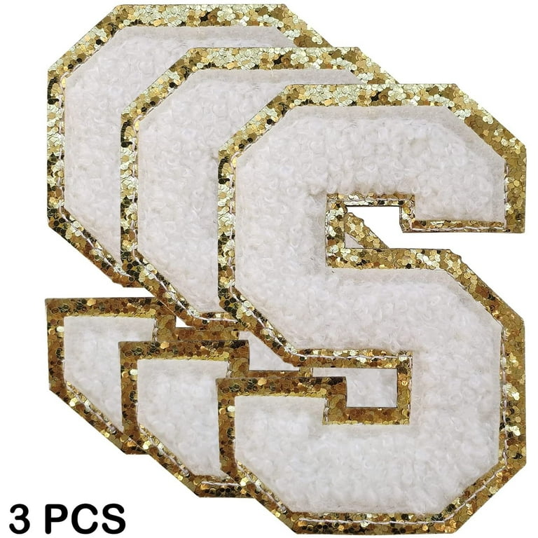 Letter Patches Iron on 3Pcs Chenille Letters for Jackets Varsity Letters  Patches Letterman Glitter Patches Iron on Letter Black E