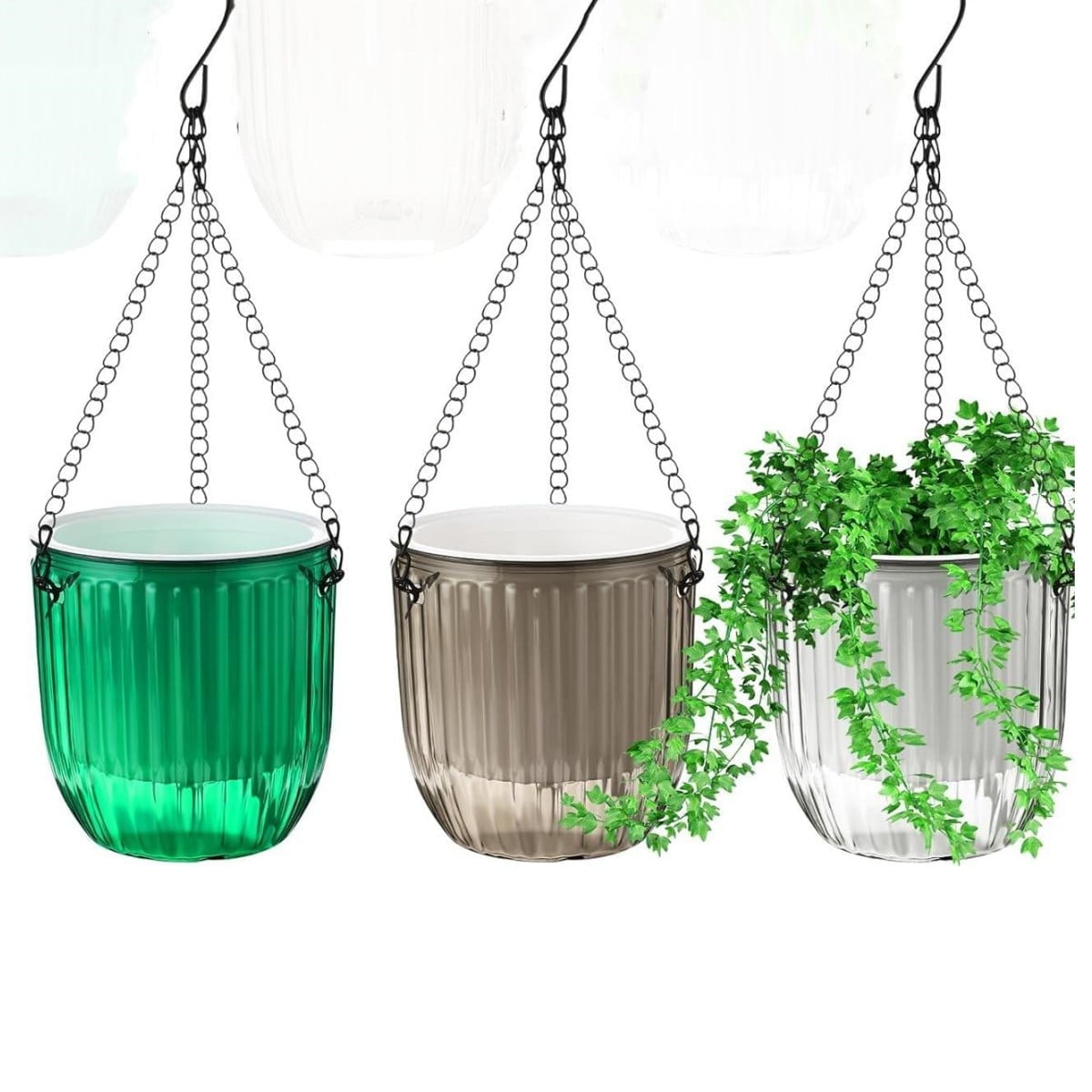 3 Pieces Self Watering Hanging Planters 4.45 Inch Plastic Hanging Plant ...