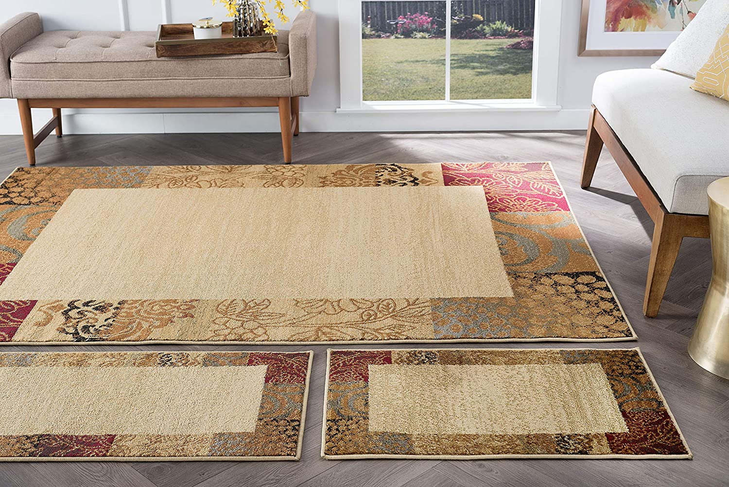 Sedona Beige 3 Piece Area Rug Set For Home, Room, And Decor