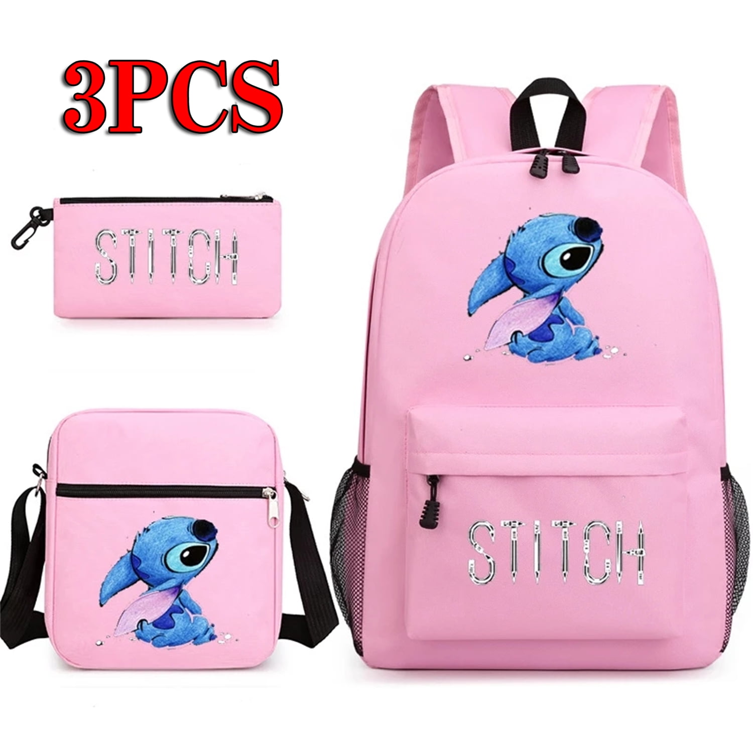 3 Pieces Set Lilo Stitch Anime Backpack Shoulder Bag Stitch