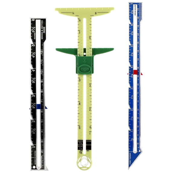 3 Pieces Sewing Gauge Measuring Tool 5-in-1 Metal Sliding Gauge Measuring Ruler Fabric Quilting Ruler Seam Gauges Sewing Tool for DIY Fabric Crafts Quilting Knitting Hemming Supplies