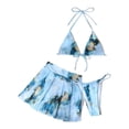 thumbnail image 1 of 3 Pieces Sexy Thong Swimsuits Push Up Perspective Bikini Female Lacing Swimwear Bathing Suit Beachwear with Cover Ups, 1 of 21