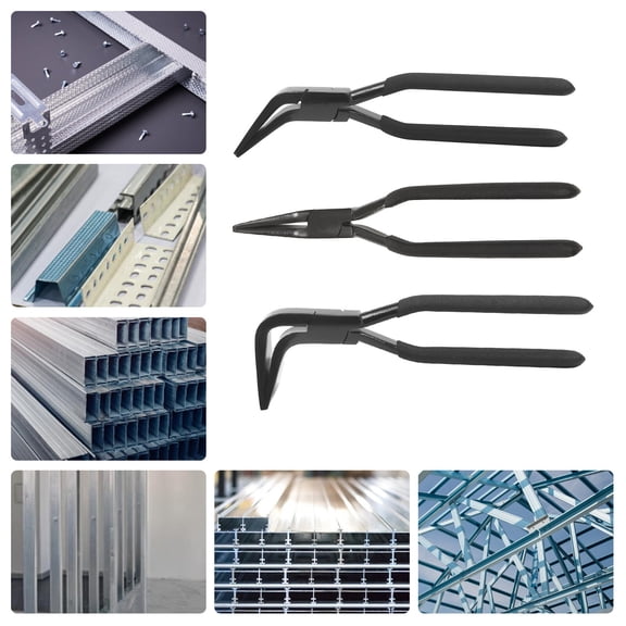 3 Pieces Sheet Metal Pliers Set Straight 45&90 Hand Seamers Sheet Metal Tools For Thin Gauge Metal, Flat Aluminum, Metal Roofing