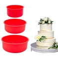 thumbnail image 1 of 3 Pieces Silicone Cake Pans Round Silicone Molds for Baking Quick Release Bakeware Pans Kitchen Non-Stick Reusable Cake Pan for Baking, 1 of 7