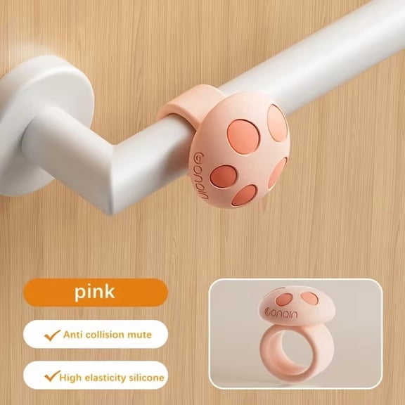 3 Pieces Silicone Door Wedge Handle Protective Cover - Cartoon Mushroom Anti-Collision Ring for Silent Protection