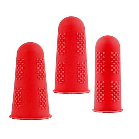 3 Pieces Silicone Insulation Finger Cover Thumb Protector Fingers Cover Durable for Kitchen Heat Resistant Anti Slip Finger Protector Sleeve red