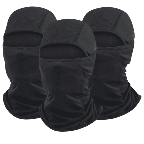 3 Pieces Ski Mask Balaclava Full Face Mask for Men Women Windproof Balaclava Sun Protection Breathable Face Cover,black