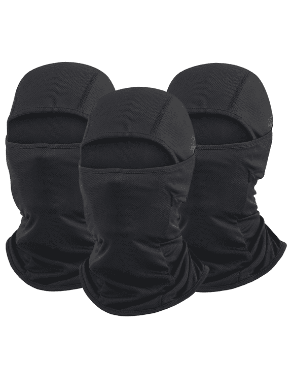 3 Pieces Ski Mask Balaclava Full Face Mask for Men Women Windproof Balaclava Sun Protection Breathable Face Cover,black