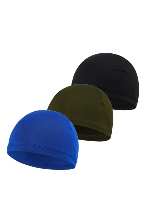 3 Pieces Skull Caps for Kids Boys Girls Head Bandana Cap Cycling Hat for Under Helmet Football Sports Sweat Wicking Caps Running Hats, Fits 6-12 Years