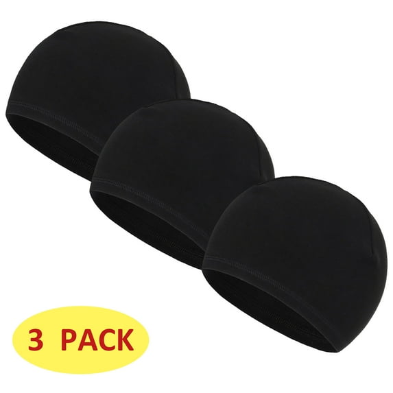 3 Pieces Skull Caps for Men Women Cycling Caps Beanie Helmet Liner Black