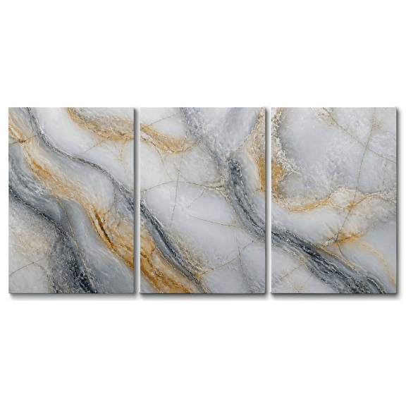 3 Pieces Sleek Marbling Canvas Wall Art Natural Stone Streaks Picture Print, Chic Modern Abstract Artwork, Fluid Marble Paintings for Living Room Bedroom Home Office Decor