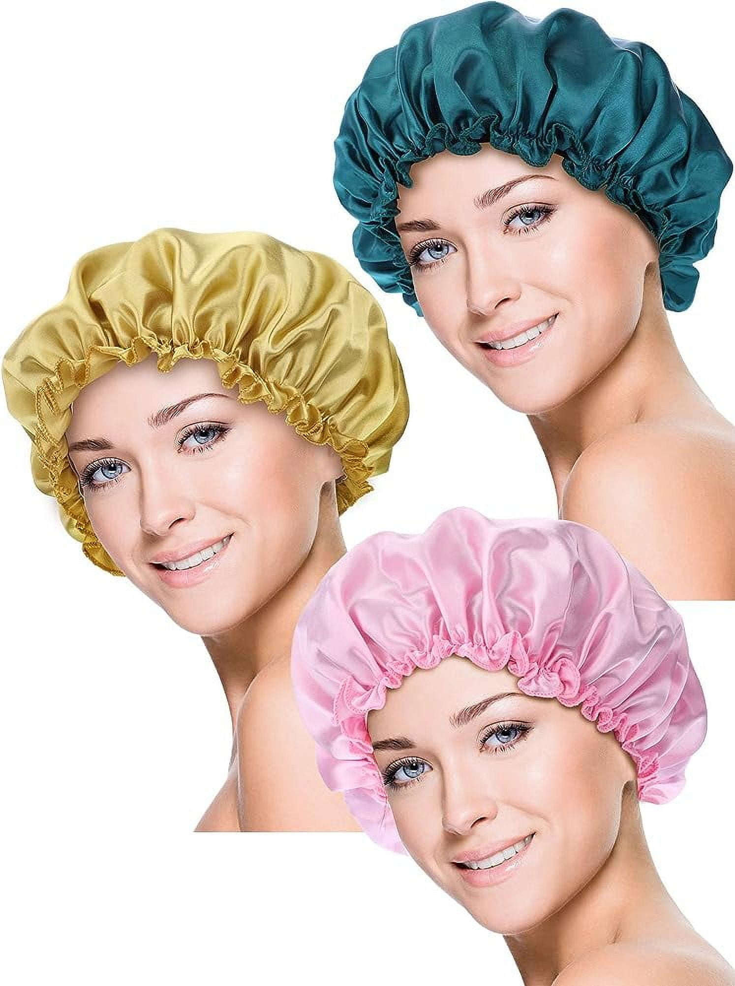 3 Pieces Sleeping Cap Satin Hood Night Headgear Sleeping Soft Hair
