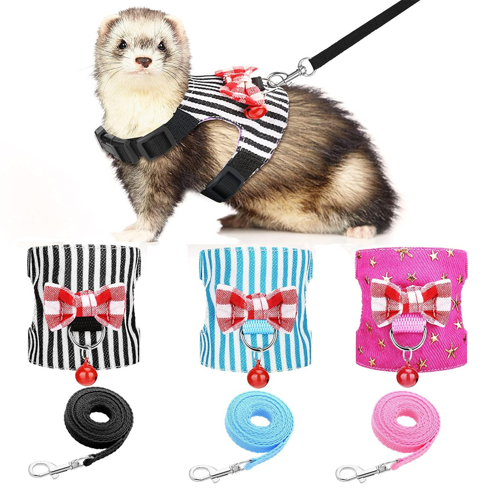 Curated visual reference: Gallery Detail: 3 Pieces Small Pet Harness Vest And Leash Set With