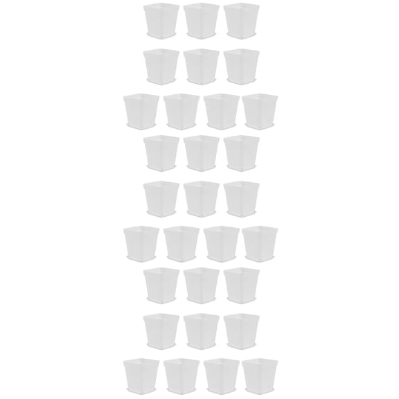 3 Pieces Small Plant Pots Plastic with Saucer Square Creative Planters Cactus