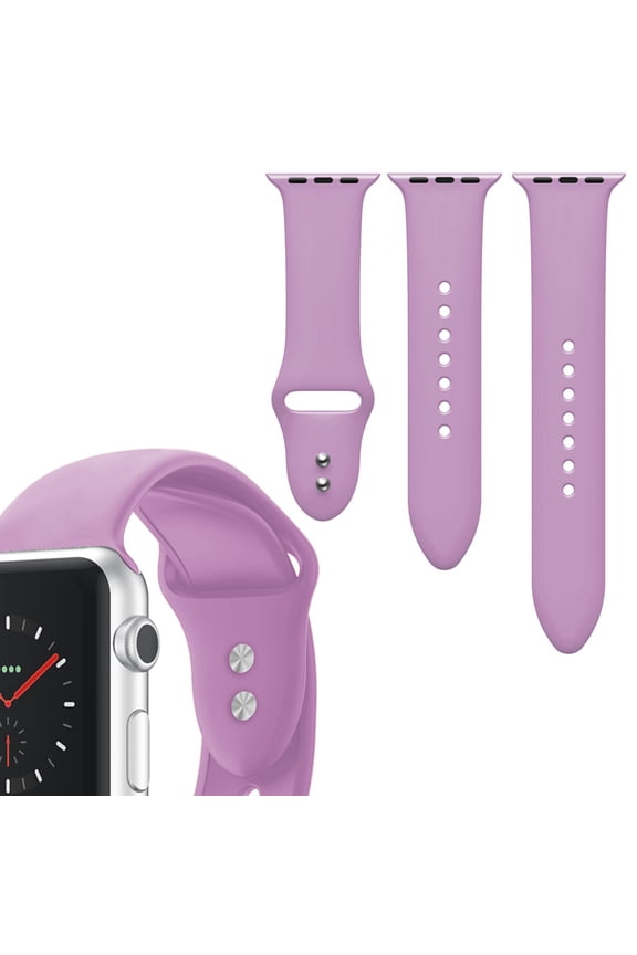 3-Pieces Smooth Silicone Replacement Strap for 40/42mm Apple Watch Series 1, 2, 3, and 4 - Lavender