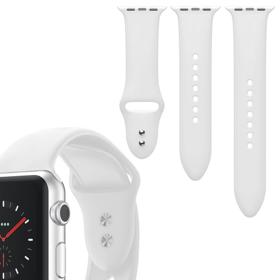 3-Pieces Smooth Silicone Replacement Strap for 40/42mm Apple Watch Series 1, 2, 3, and 4 - White