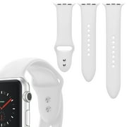 3-Pieces Smooth Silicone Replacement Strap for 40/42mm Apple Watch Series 1, 2, 3, and 4 - White