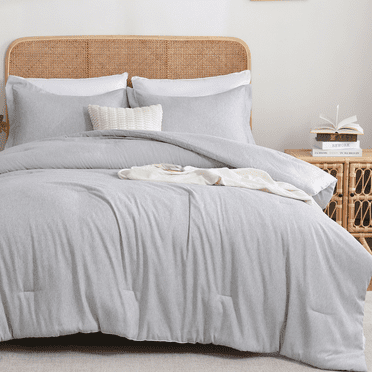3 Pieces Soft Luxury Boho Cationic Dyeing Comforter Set - Breathable Fluffy Bed Sets With 1 Comforter And 2 Pillow Shams For All Season, Light Gray Queen