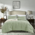 MERITLIFE Sage Green Comforter Queen Size Set, Dark Gray Lightweight