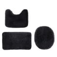 thumbnail image 1 of 3 Pieces Solid Color Bath Mat Set, Universal Soft Thick Bathroom Rugs, Non Slip Water Absorbent Toilet Mats, Machine Washable Quick Dry Floor Mats, 1 of 8