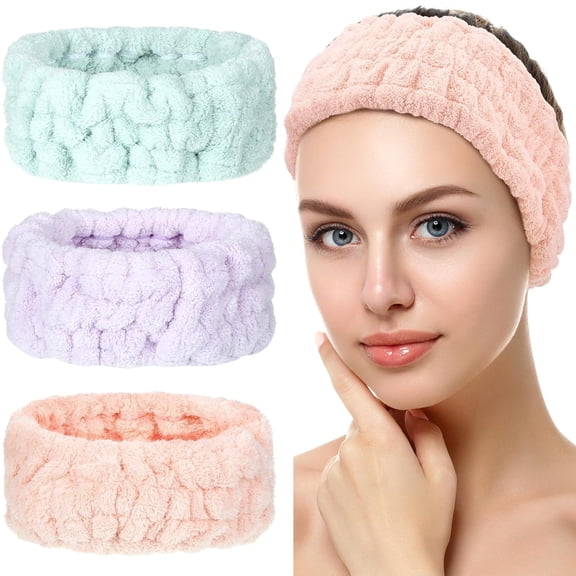 3 Pieces Spa Headband for Women Facial Makeup Headband Soft Terry Cloth Hairband for Washing Face Mask Spa Shower Gifts