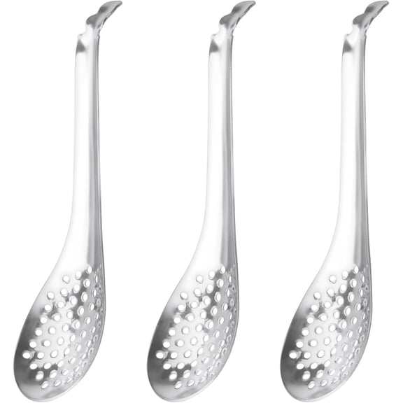 3 Pieces Spherification Spoon, Stainless Steel Caviar Spoon, Small Slotted Spoons to Take Out Olives Capers for Jar, Molecular Gastronomy Bar Egg Spoon Kitchen