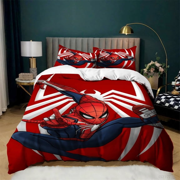 3 Pieces Spider Cool Man Bedding Set All Season Lightweight Duvet Cover Set Bedroom Decor Super Soft Comforter Set with Pillow Sham