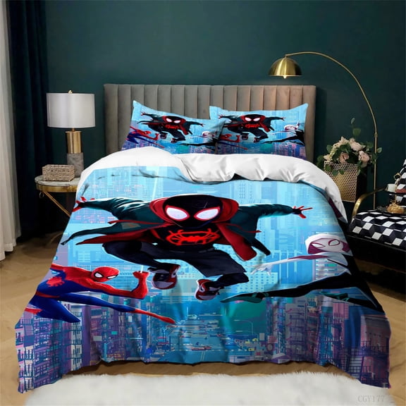 3 Pieces Spider Cool Man Bedding Set All Season Lightweight Duvet Cover Set Bedroom Decor Super Soft Comforter Set with Pillow Sham