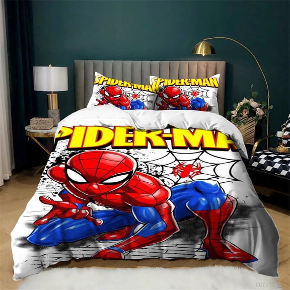 3 Pieces Spider Cool Man Duvet Cover Set Lightweight Bedding Set Full Soft All Season Comforter Set with Pillow Sham